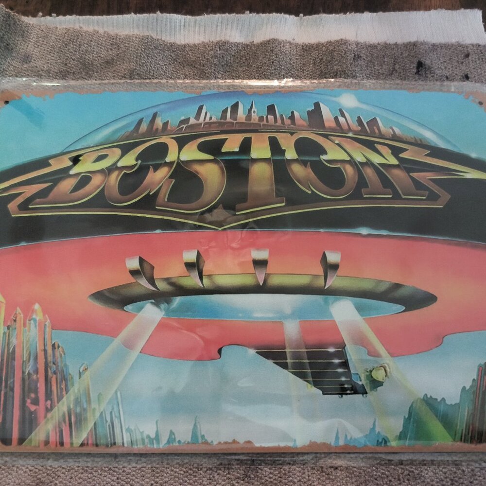 BOSTON S/T TIN METAL WALL SIGN 8 X 12